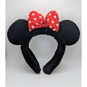 Disney Parks Child's Minnie Mouse Ears Bow Headband Plush ~ Red Polka Dot Bow